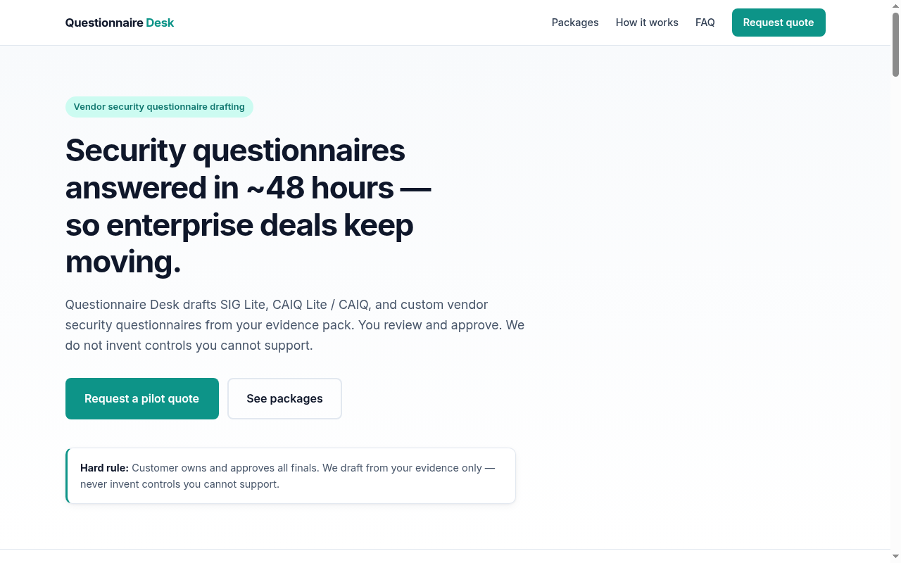 Questionnaire Desk